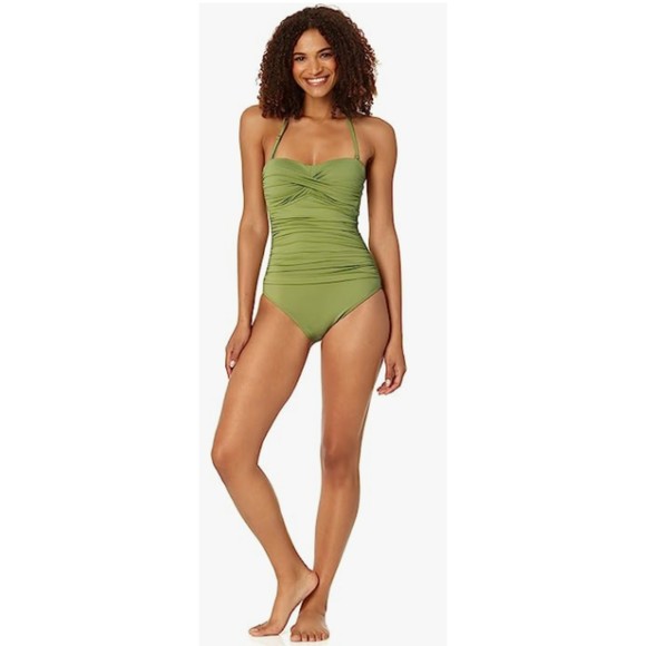 Anne Cole Womens 12 Standard Twist Front Shirred One Piece Swimsuit - Picture 1 of 7